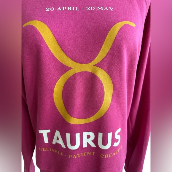 Anthropologie The Zodiac Sweatshirt Catherine O'Sullivan Taurus Pink Size XS New - Picture 4 of 11